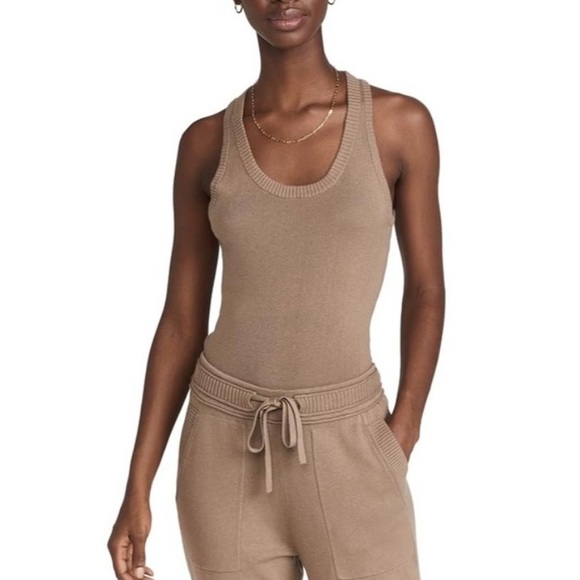 SPLENDID Talia Racerback Scoop Neck Sweater Tank in Toast - NWT - Size Large - Picture 1 of 7